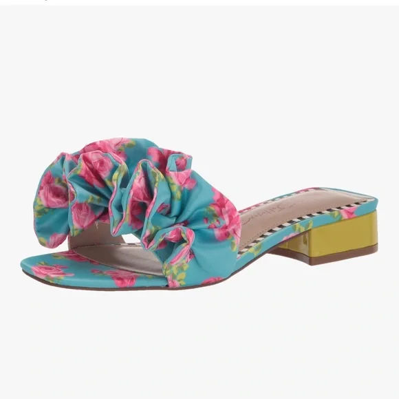 Betsey Johnson- Floral Blue and Pink Women's Sandals - Picture 9 of 9